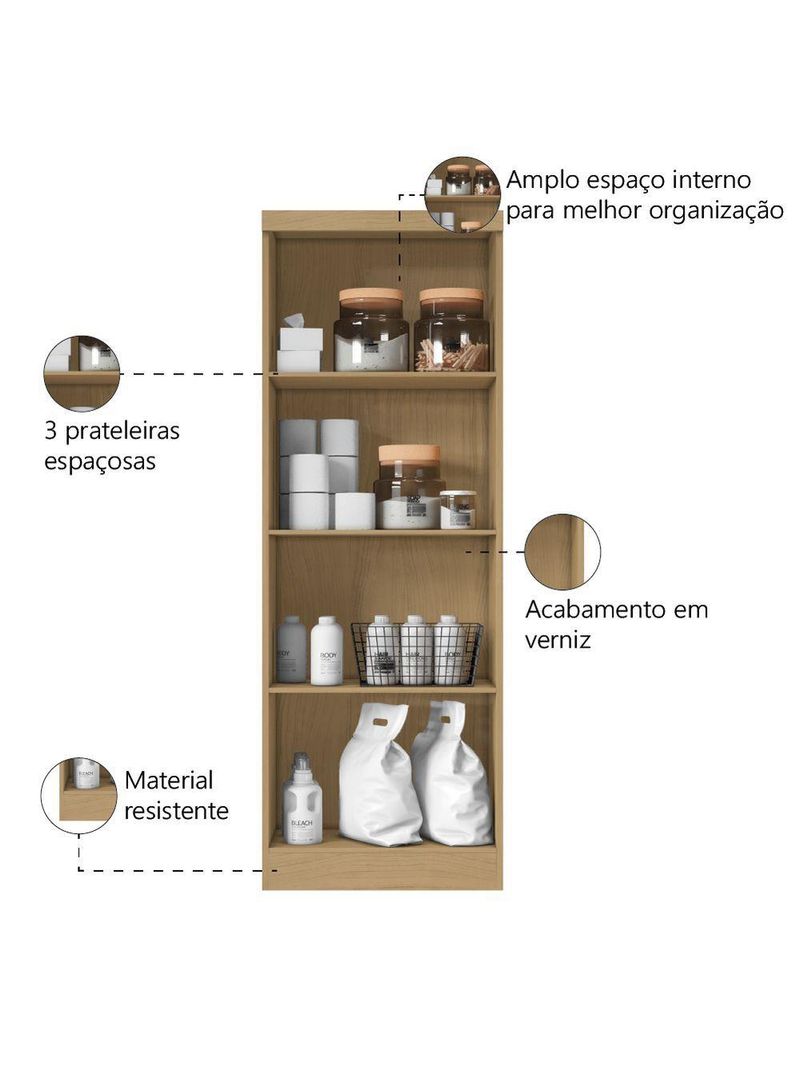 Armário Multiuso Organizador Lavanderia 2 Portas 3 Prateleiras 1,70m New Aramóveis Atacam/off