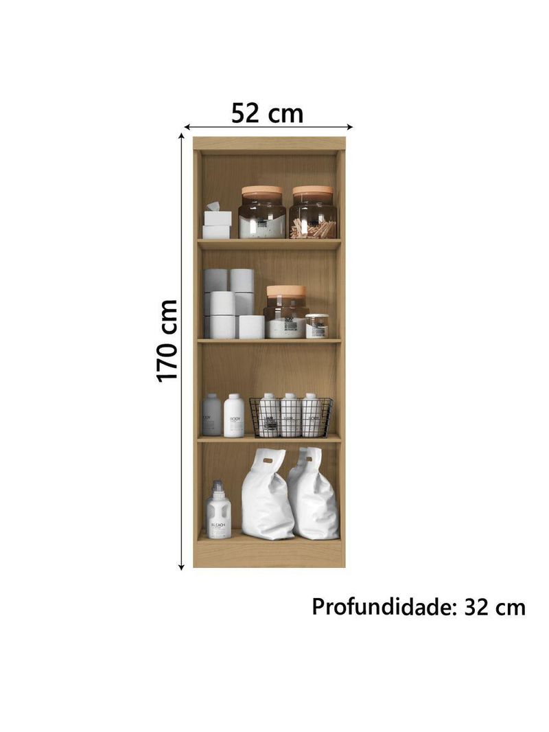 Armário Multiuso Organizador Lavanderia 2 Portas 3 Prateleiras 1,70m New Aramóveis Atacam/off