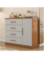 Cômoda Sapateira 4 Gavetas 1 Porta Genova Plus Zanzini Madeira Off White