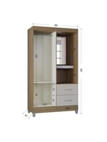 Cômoda 868 4 Gavetas E 1 Porta Com Guarda Roupa Solteiro Córdoba 2 Portas Castanho Off White - Poquema