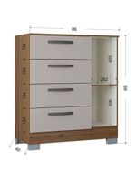 Cômoda 868 4 Gavetas E 1 Porta Com Guarda Roupa Solteiro Córdoba 2 Portas Castanho Off White - Poquema
