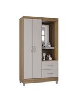 Cômoda 868 4 Gavetas E 1 Porta Com Guarda Roupa Solteiro Córdoba 2 Portas Castanho Off White - Poquema