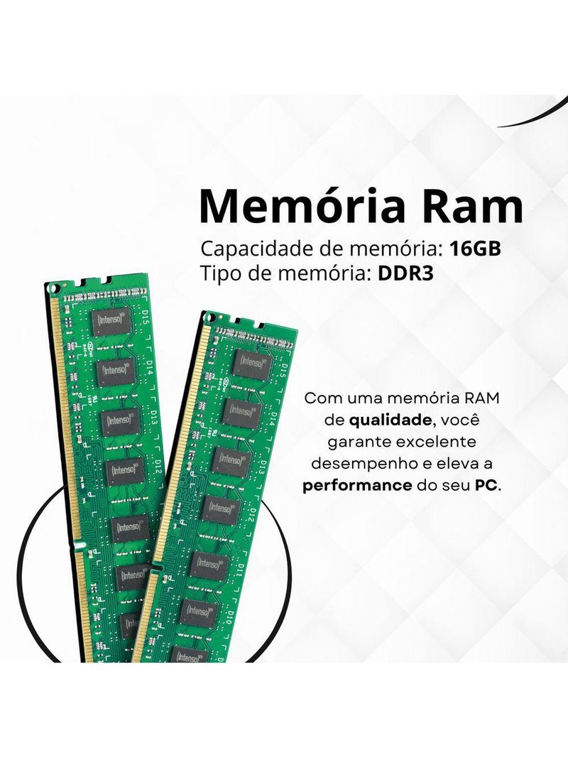 PC Gamer Intel Core i7 16GB RAM Placa de Vídeo 4GB SSD 480GB Monitor 19,5\" Fonte 500W