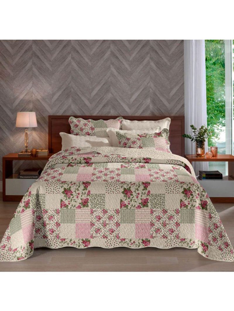 Cobre Leito Buettner Queen Microfibra Renove Estampado Solace 3 Peças – Bege