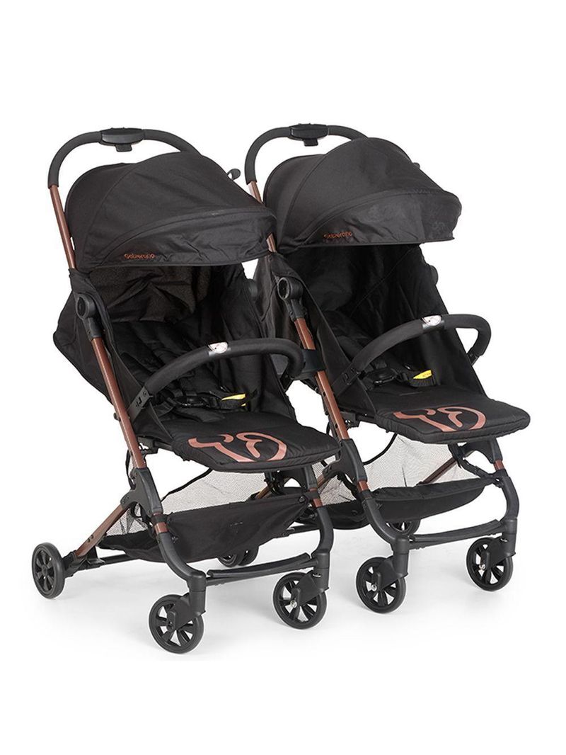 Carrinho de Bebê para Gêmeos Galzerano Duolee 0 Meses até 15kg Preto com Cobre