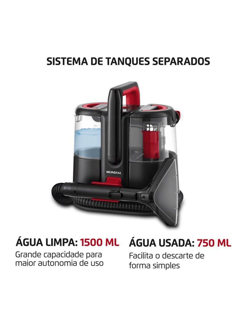 Extratora E Higienizadora Portátil Deep Cleaner I Mondial 1650W EXP-01-R 220V 60hz