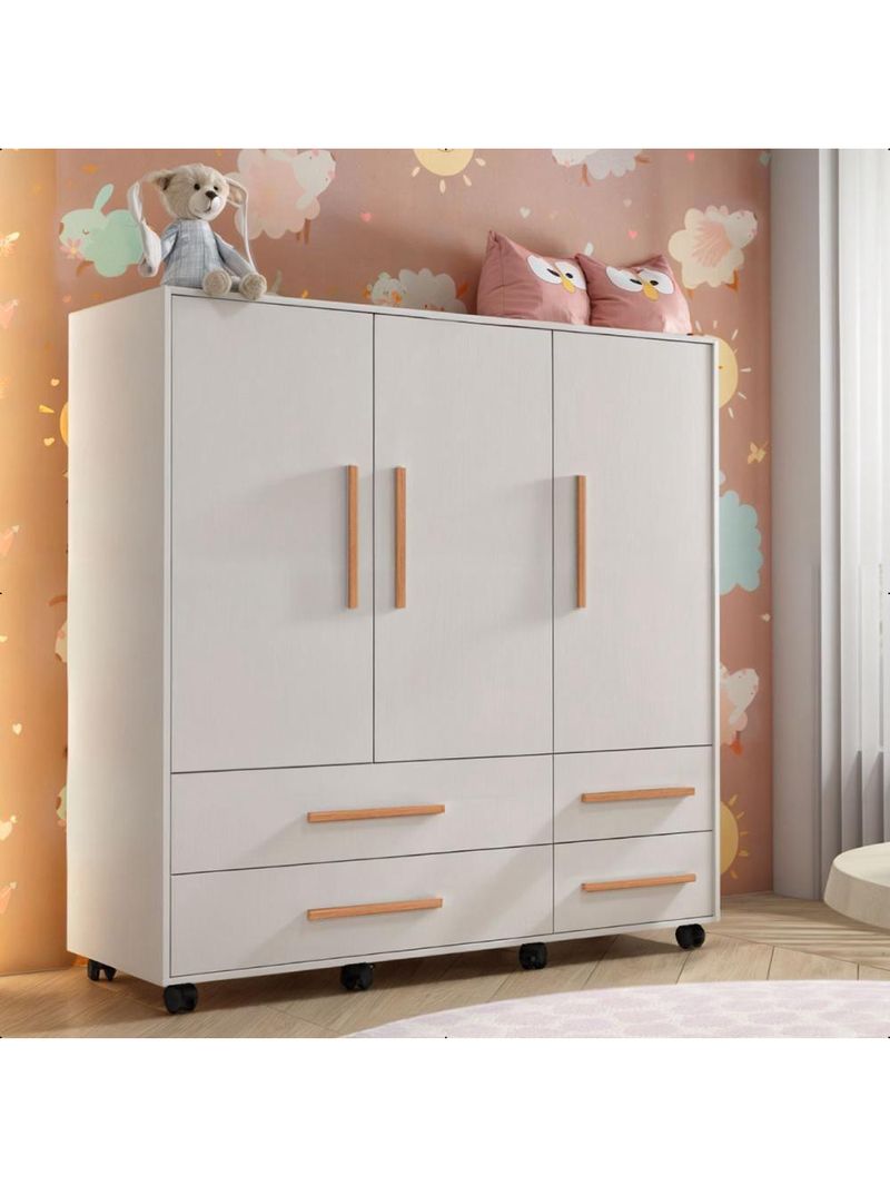 Cômoda 3 Portas 4 Gavetas Seth Branca Caemmun