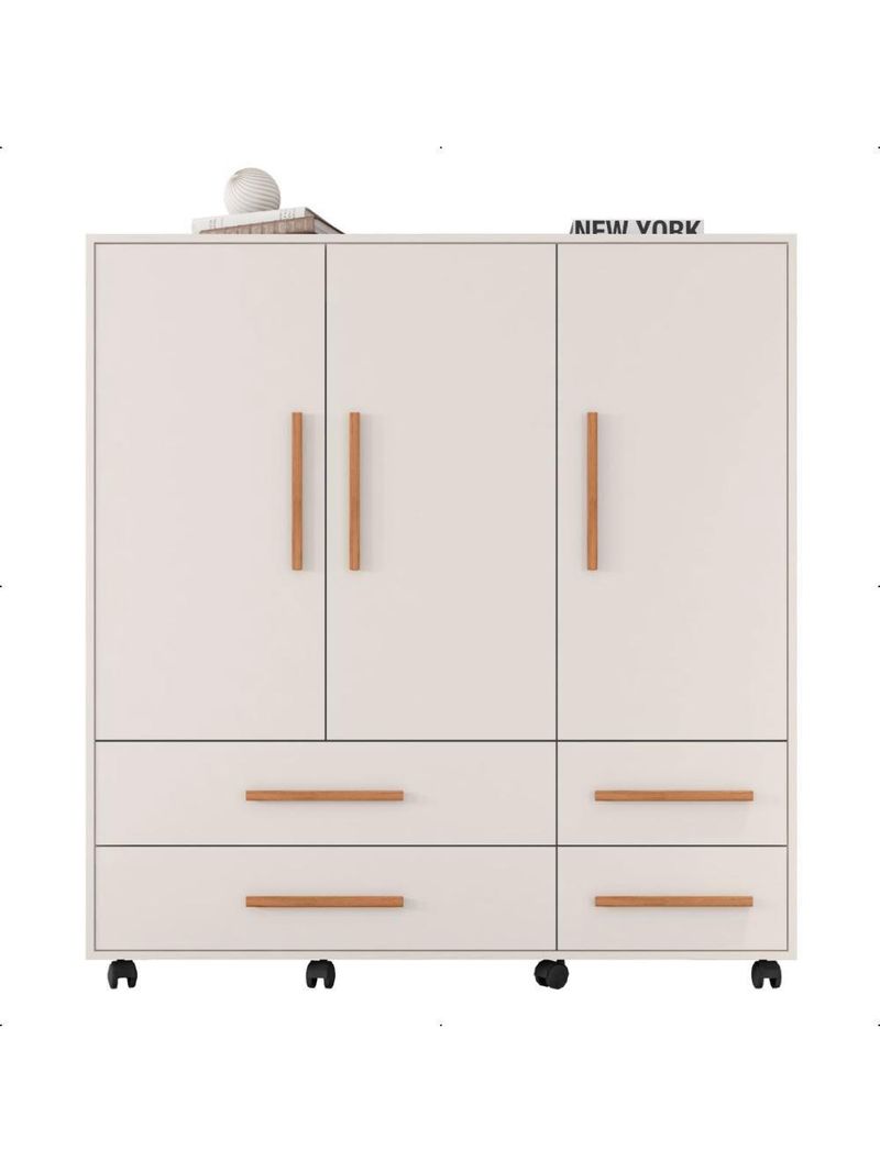 Cômoda 3 Portas 4 Gavetas Seth Branca Caemmun