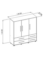 Cômoda 3 Portas 4 Gavetas Seth Branca Caemmun