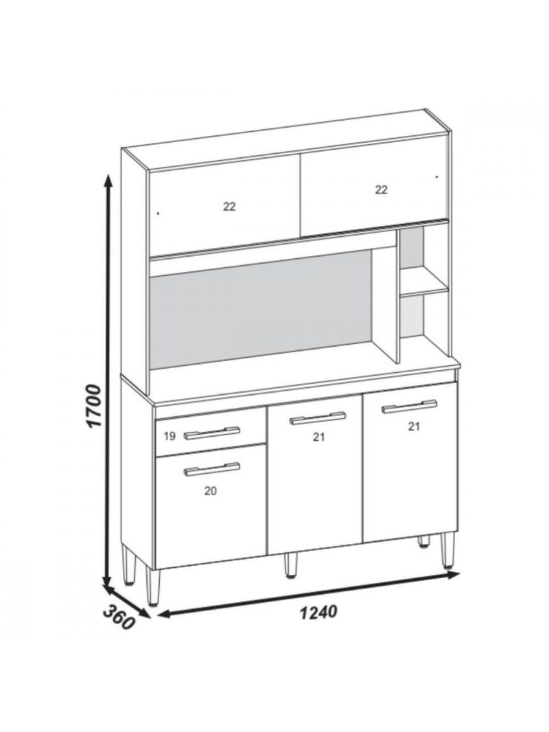 Cozinha Compacta Ceara 5 Portas 1 Gaveta Canelato Rustico Com Off White