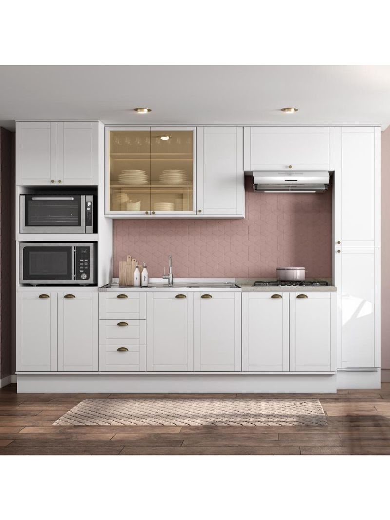 Cozinha Completa Milla Look Armário E Balcão Branco Carraro