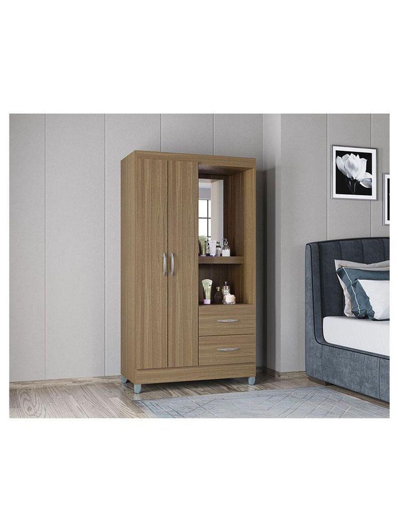 Guarda Roupa Solteiro Cordoba 2 Portas Castanho – Poquema