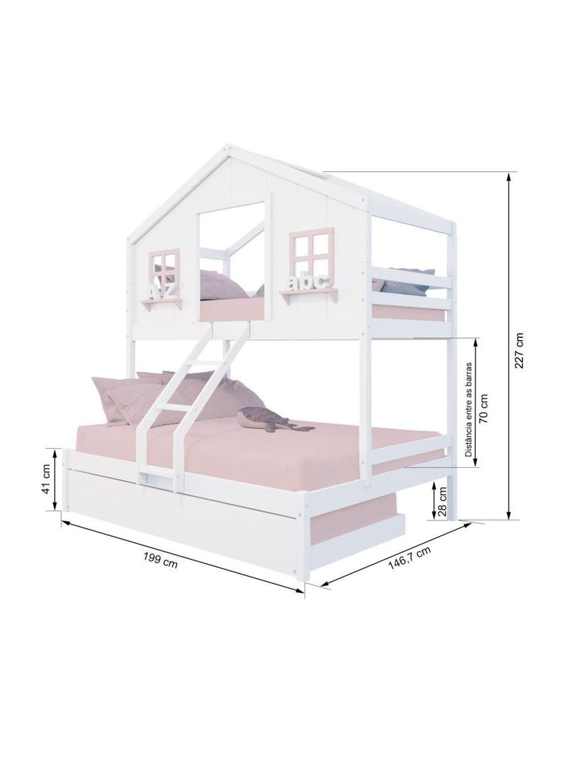 Treliche Casal/ Solteiro Madeira Maciça  Megamobilia