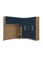Quarto Modular Kappesberg Adapt Nogueira/Azul Profundo 7 Peças 296X210cm