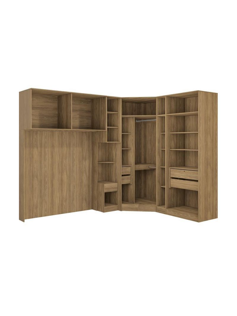 Quarto Modular Kappesberg Adapt Nogueira/Azul Profundo 7 Peças 296X210cm