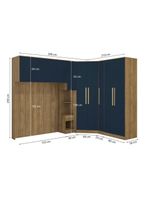 Quarto Modular Kappesberg Adapt Nogueira/Azul Profundo 7 Peças 296X210cm