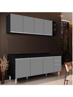 Armário Nevada e Balcão para Pia 180cm Dallas Preto/Cinza – Lumil