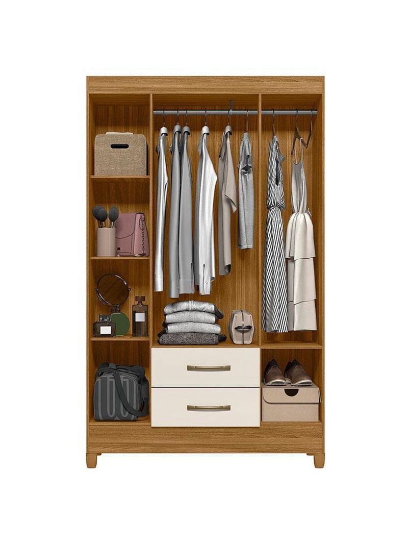 Guarda Roupa Solteiro Ambiente Paraty 4 Portas Freijó Off White – Moval