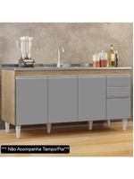 Balcão Gabinete 160cm Sem Tampo 4 Portas 2 Gavetas Arkansas Castanho/Cinza - Lumil Móveis