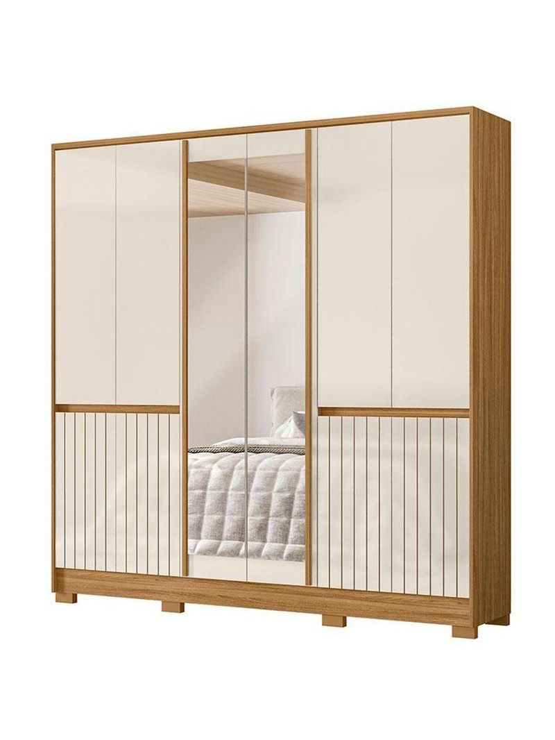 Guarda Roupa Casal Alasca 10 Portas Freijó Off White Com Espelho - Moval