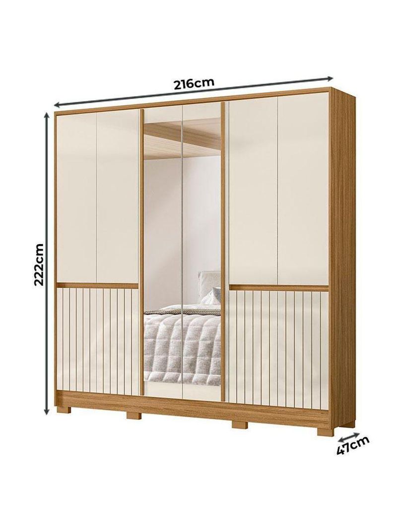 Guarda Roupa Casal Alasca 10 Portas Freijó Off White Com Espelho - Moval