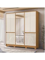 Guarda Roupa Casal Alasca 10 Portas Freijó Off White Com Espelho - Moval