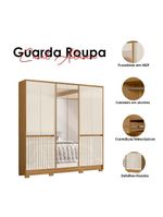 Guarda Roupa Casal Alasca 10 Portas Freijó Off White Com Espelho - Moval