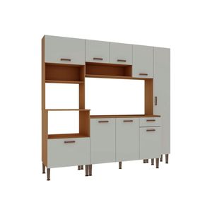 Armário de Cozinha Completo Genialflex Essência Freijó White Laca