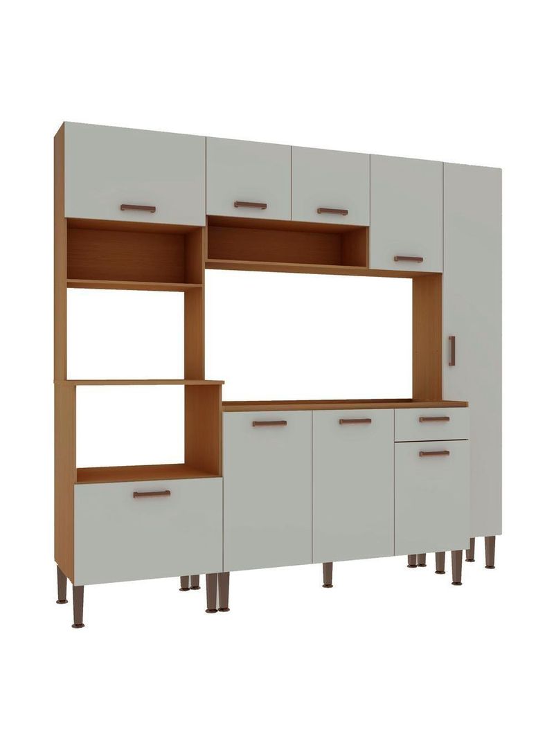 Armário de Cozinha Completo Genialflex Essência Freijó White Laca