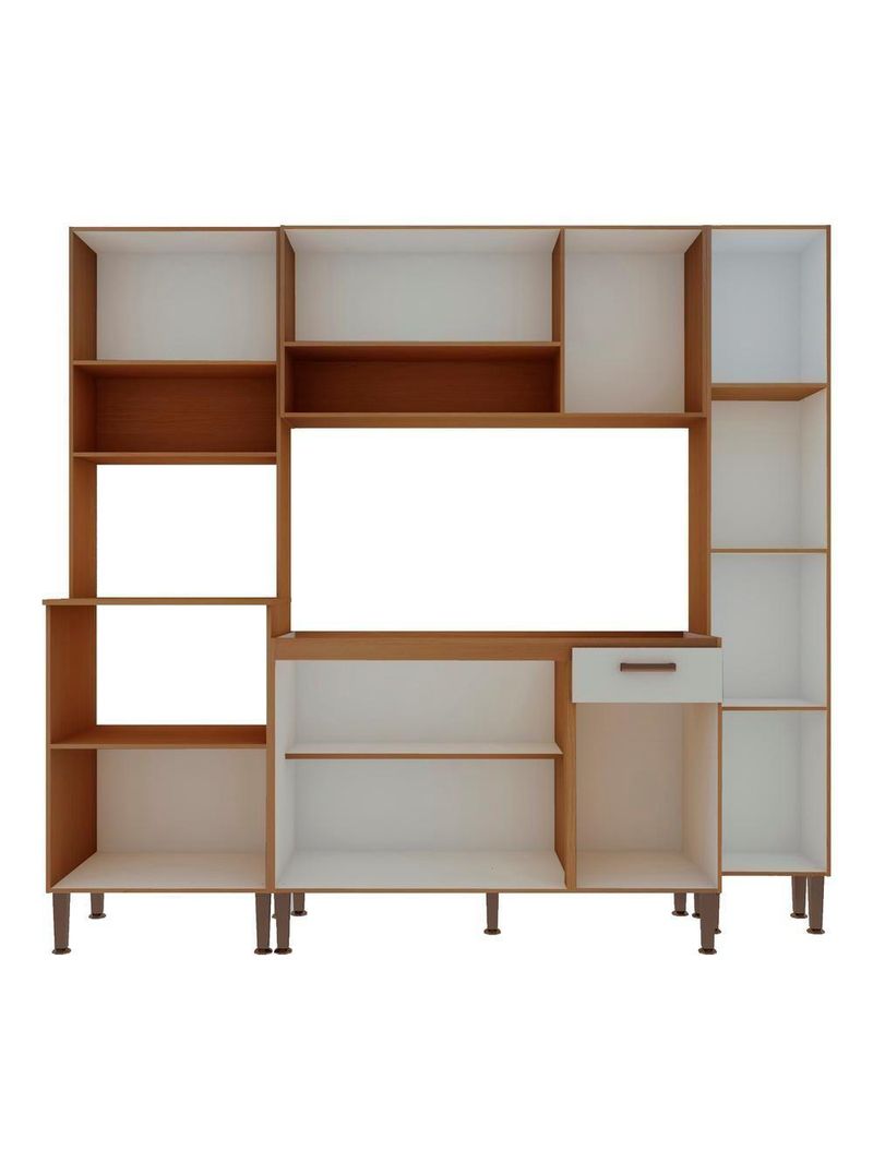 Armário de Cozinha Completo Genialflex Essência Freijó White Laca