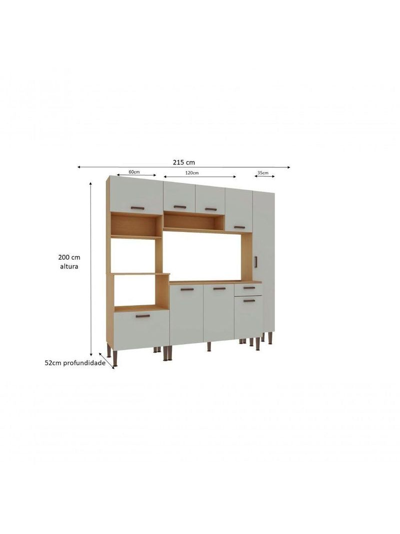 Armário de Cozinha Completo Genialflex Essência Freijó White Laca
