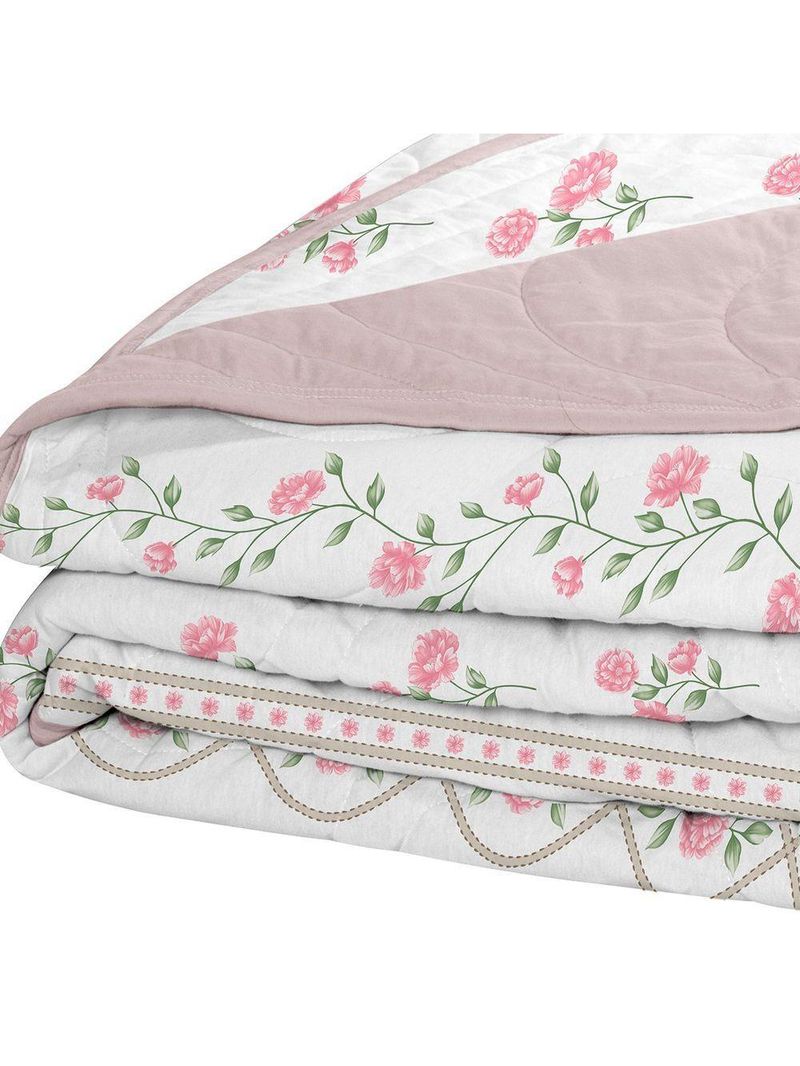 Cobre Leito Tecebem Queen Malha 100% Algodão Estampado Em Matelassê Grazi 240x260m Rosinha
