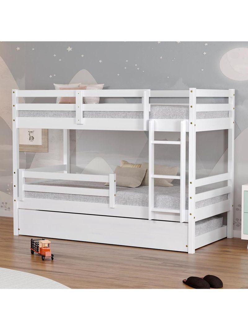 Treliche Solteiro Dreams com Grade de Proteção Madeira Maciça Branco Megamobilia