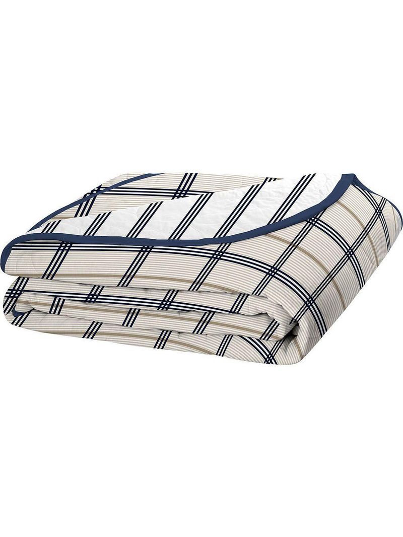 Cobre Leito Tecebem Casal Malha 100% Algodão Estampado Em Matelassê Otto 210x240m Marinho