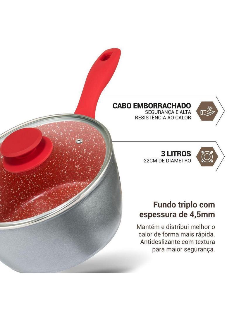 Panela Philco 3L Redstone com Tampa de Vidro PPN22A