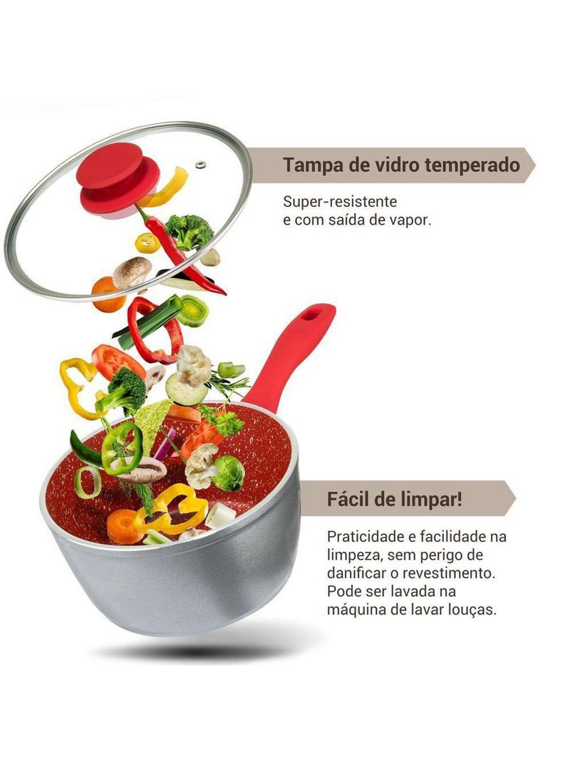 Panela Philco 3L Redstone com Tampa de Vidro PPN22A