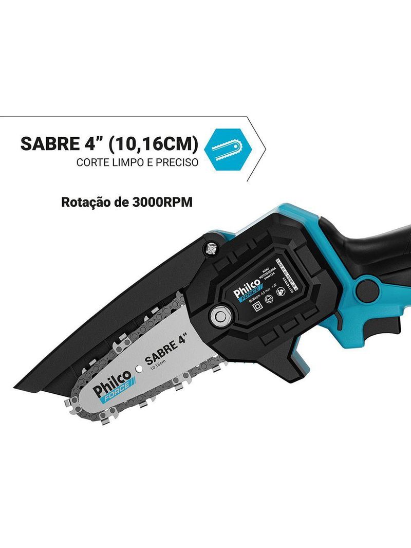 Mini Motosserra Philco Force PMM124 Bateria De Lítio 7 Acessórios Bivolt