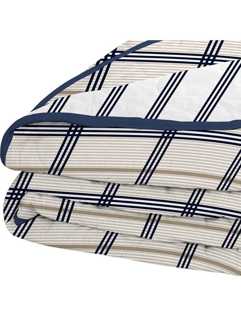 Cobre Leito Tecebem Solteiro Malha 100% Algodão Estampado Em Matelasse Otto 170 X 240cm Marinho