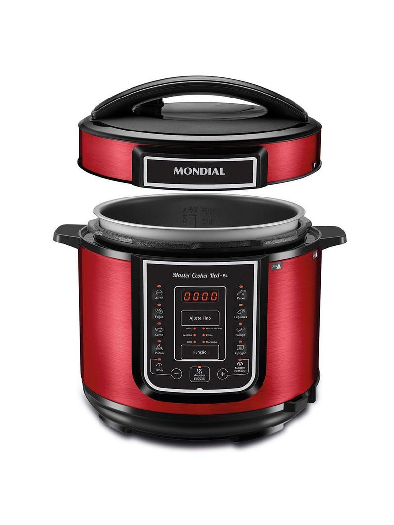 Panela de Pressão Elétrica Mondial Master Cooker Red PE-39 – 5L – 220V – Vermelho/Inox