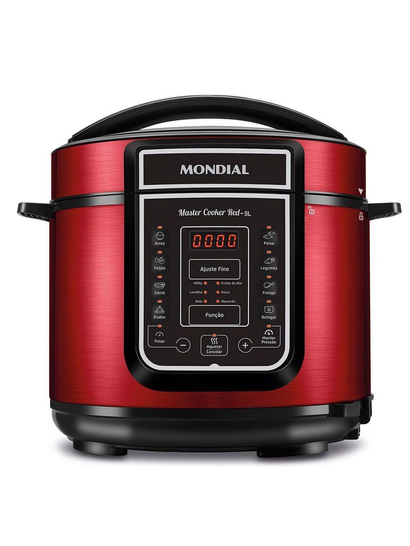 Panela de Pressão Elétrica Mondial Master Cooker Red PE-39 – 5L – 220V – Vermelho/Inox