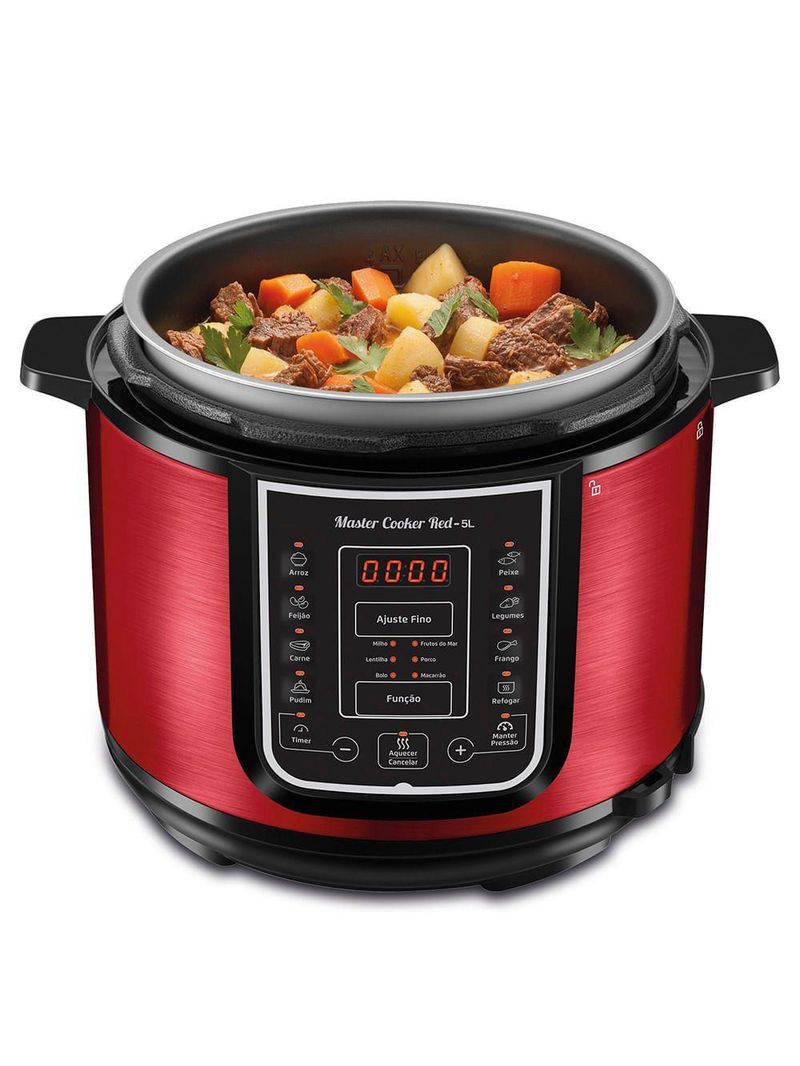 Panela de Pressão Elétrica Mondial Master Cooker Red PE-39 – 5L – 220V – Vermelho/Inox