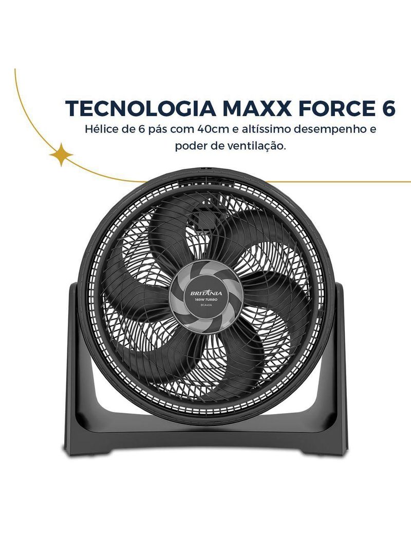 Ventilador Circulador Britânia 160W 3 Velocidades BCA40A 110V