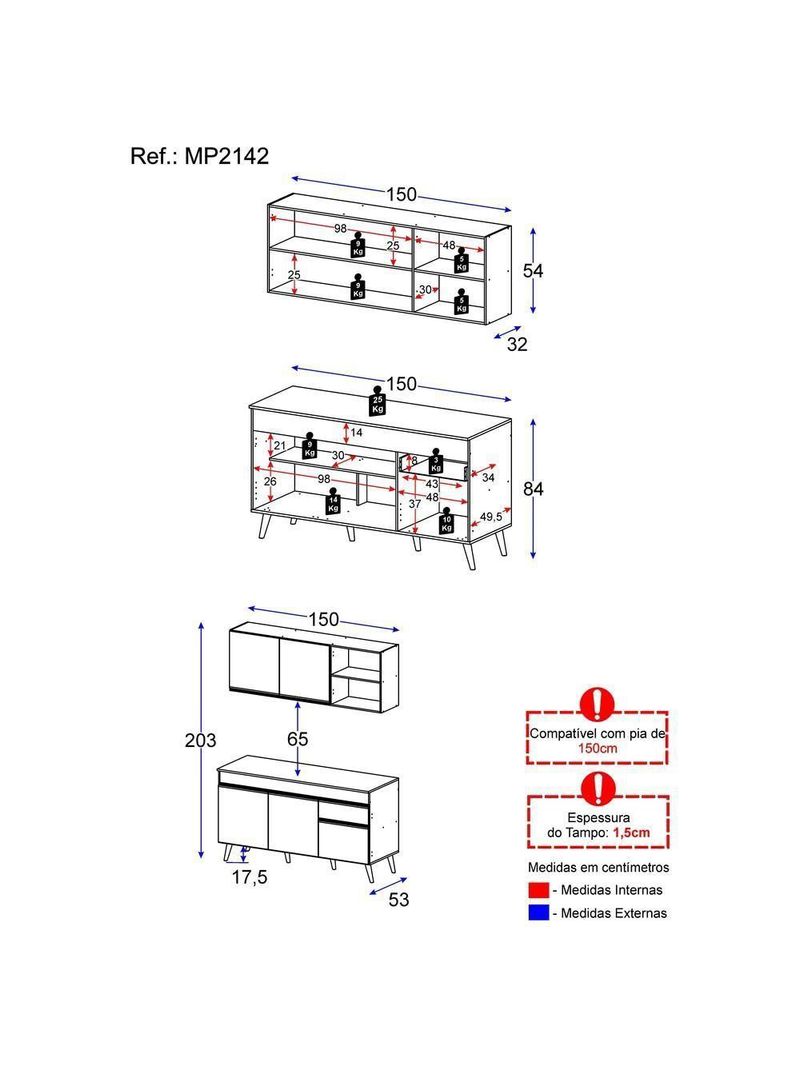 Armário De Cozinha Compacta Multimóveis Branco