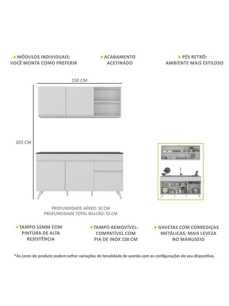 Armário De Cozinha Compacta Multimóveis Branco