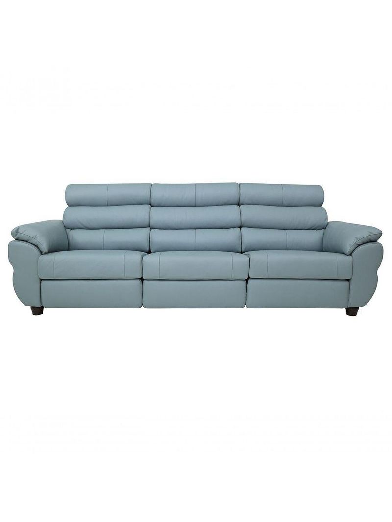 Sofá Reclinável Elétrico De Couro Liverpool Light Blue - Mempra