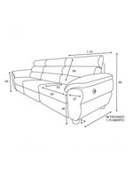 Sofá Reclinável Elétrico De Couro Liverpool Light Blue - Mempra