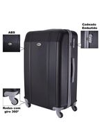 Mala de Viagem Grande Continental em Abs Cadeado Embutido, Rodas Giro 360 IKA - Preta - G