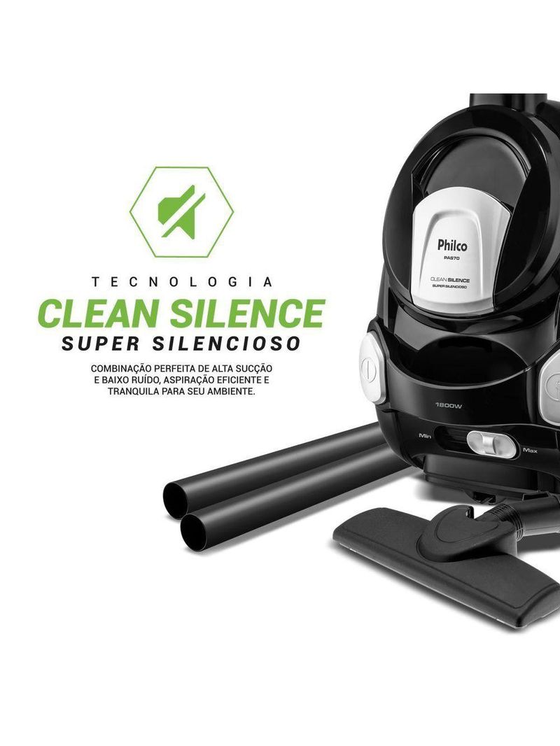 Aspirador de Pó Philco 1800W 2,2L Super Silencioso PAS70 220V