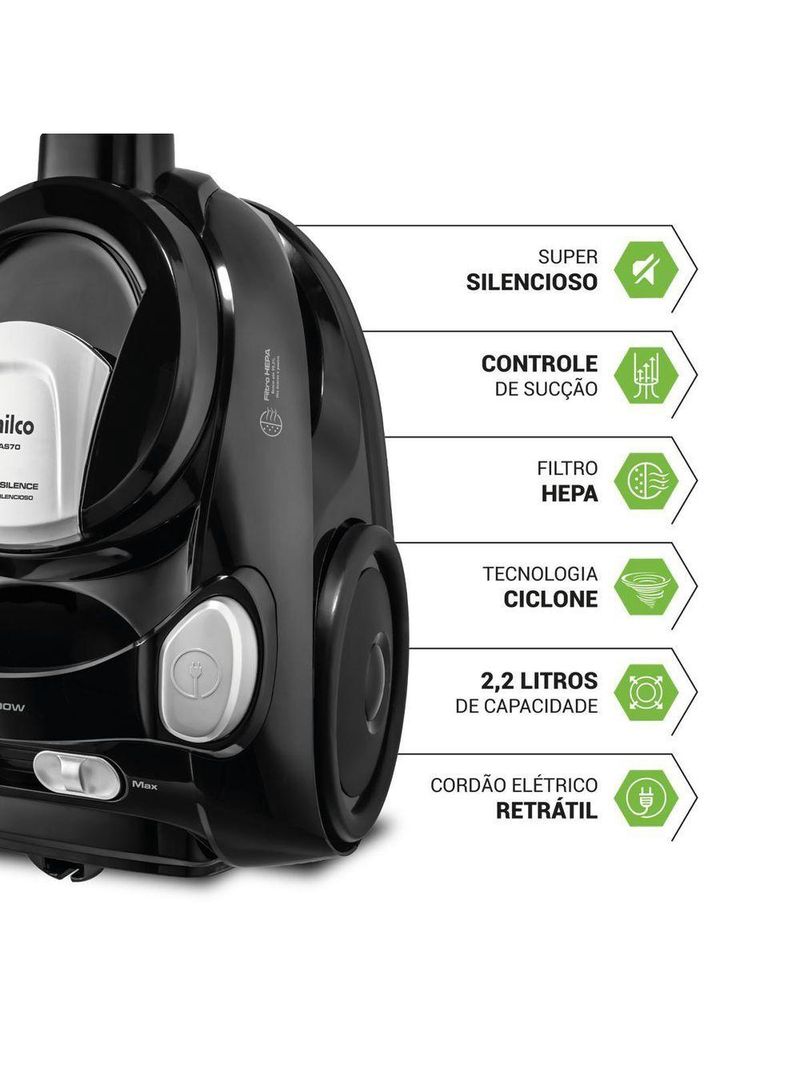 Aspirador de Pó Philco 1800W 2,2L Super Silencioso PAS70 220V