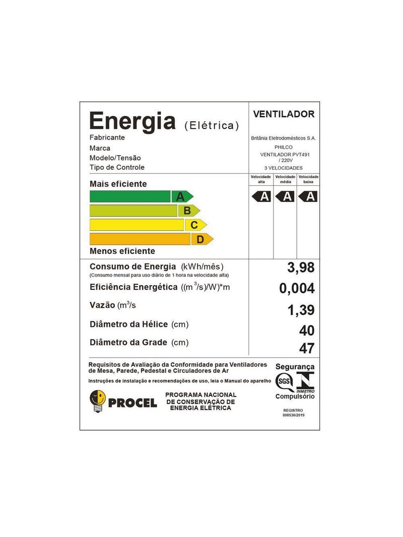 Ventilador Philco 2 Em 1 Tecnologia Maxx Force 174W PVT491 220V